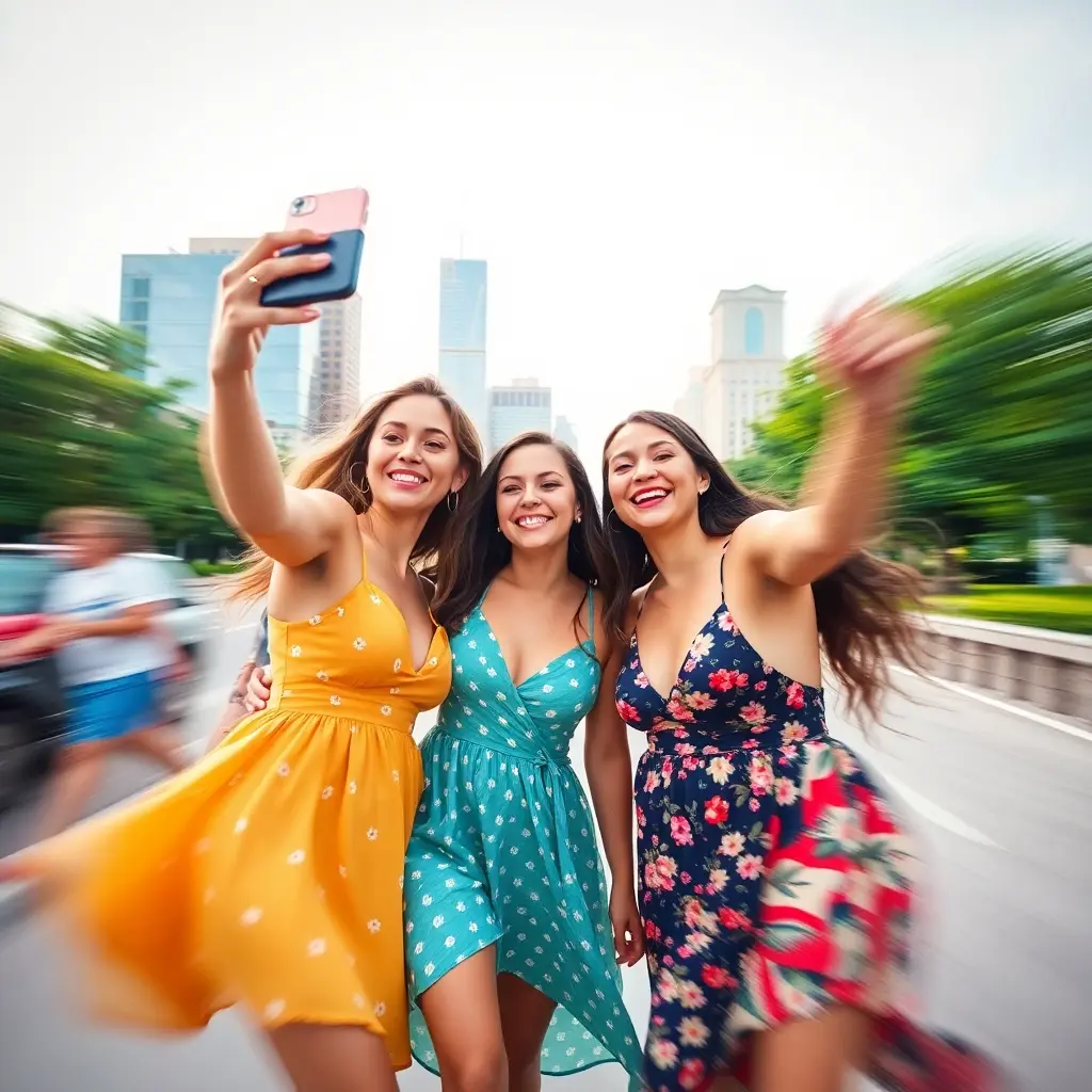 Influencer con selfie